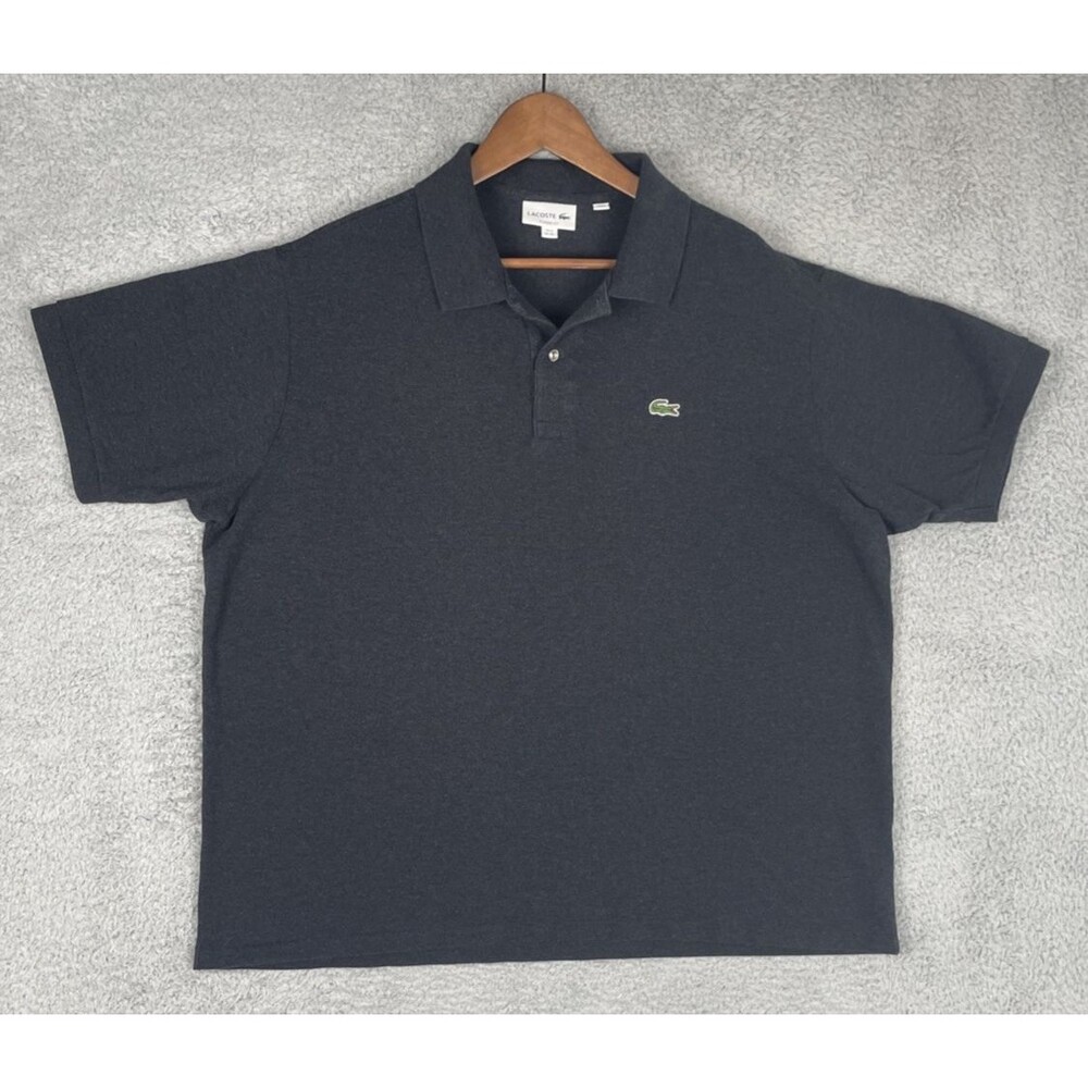 Lacoste Classic Fit Polo Shirt Mens US 3XL  FR 8 Dark Heather Gray Short Sleeve